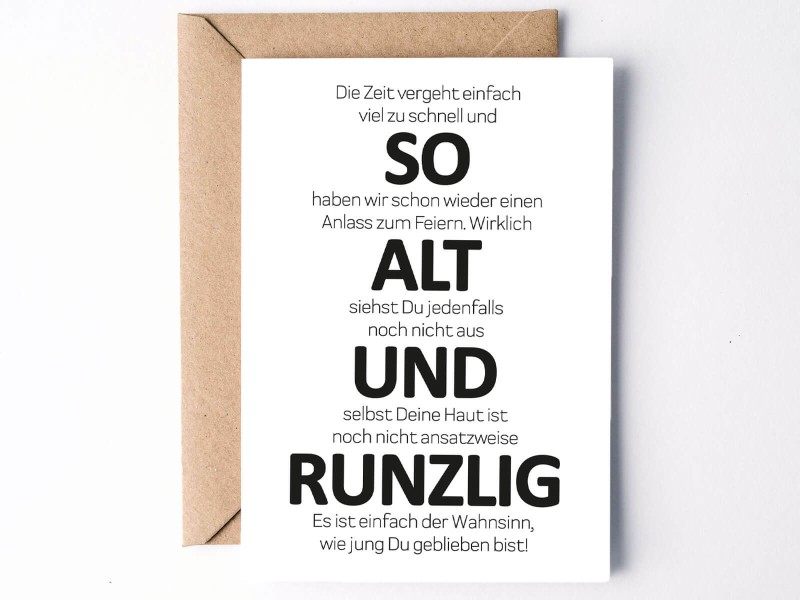 Karte „So Alt Und Runzlig“