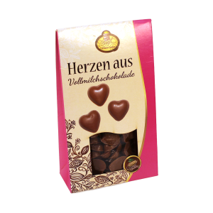 Mini Herzen aus Vollmilchschokolade 38%